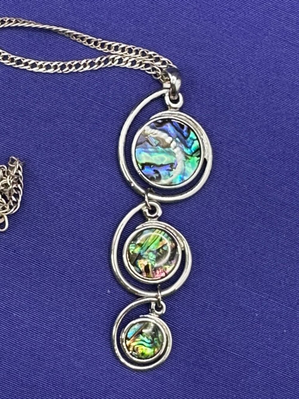 Sterling Necklace Abalone Discs
